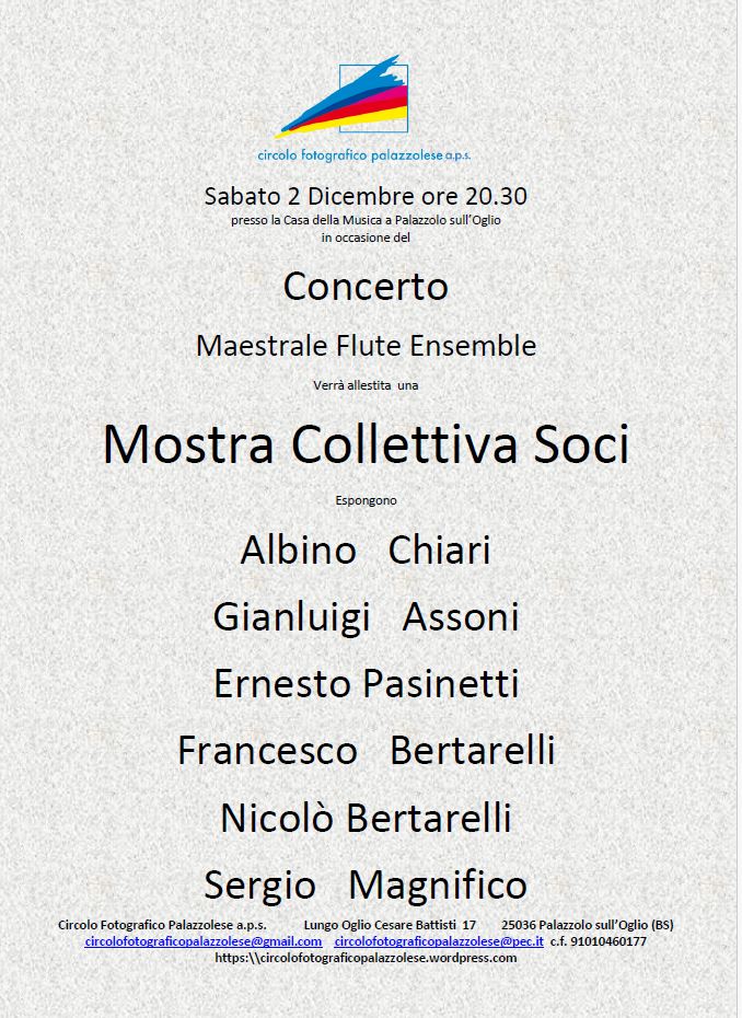 Sabato 2 Dicembre – Collettiva&nbsp;soci