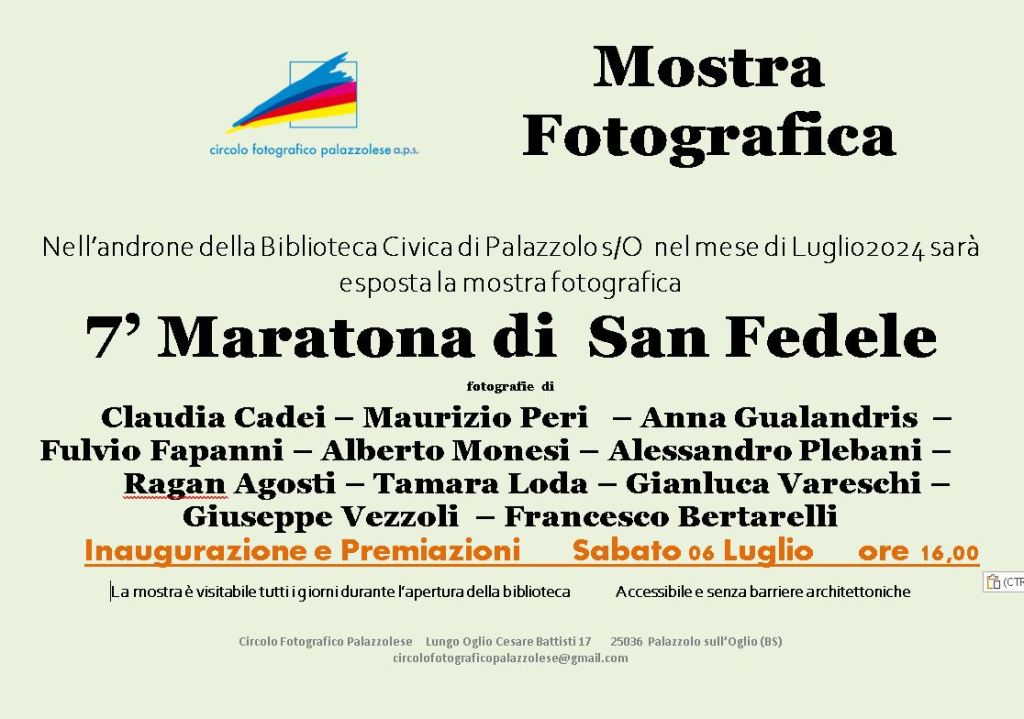 Mostra fotografica 7°Maratona di San&nbsp;Fedele