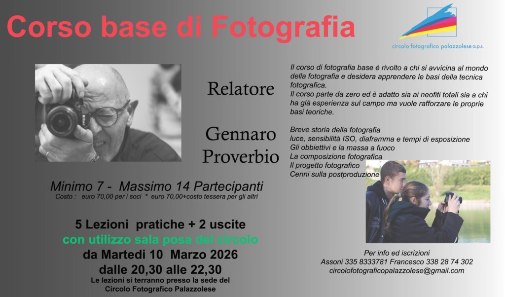corso base di&nbsp;fotografia